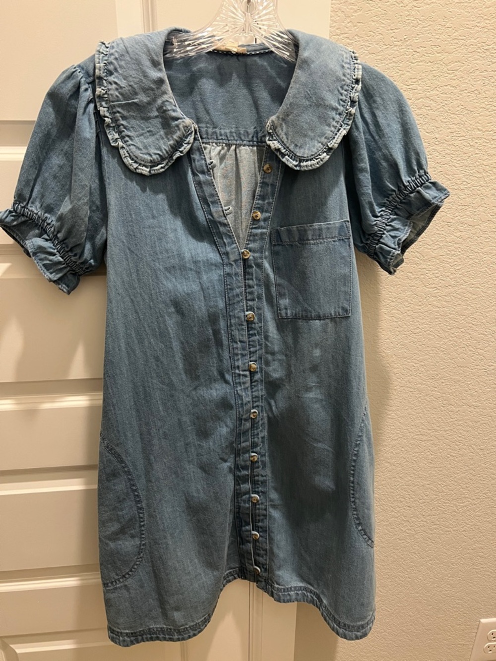 Kiaro Mini Dress by Pilcro Light Wash Denim Mini Dress